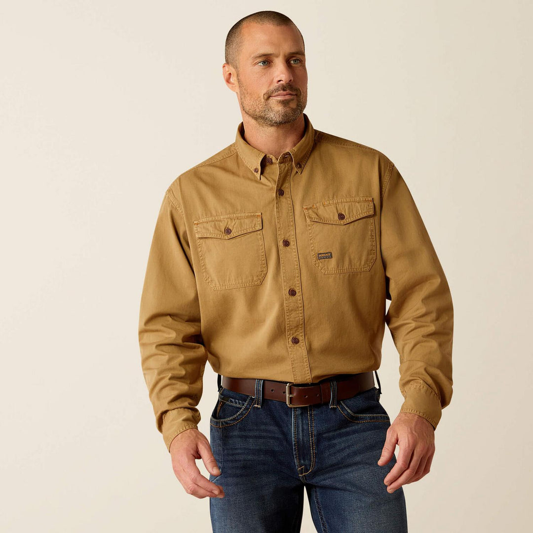 Ariat Mens Rebar Washed Twill Work Shirt
