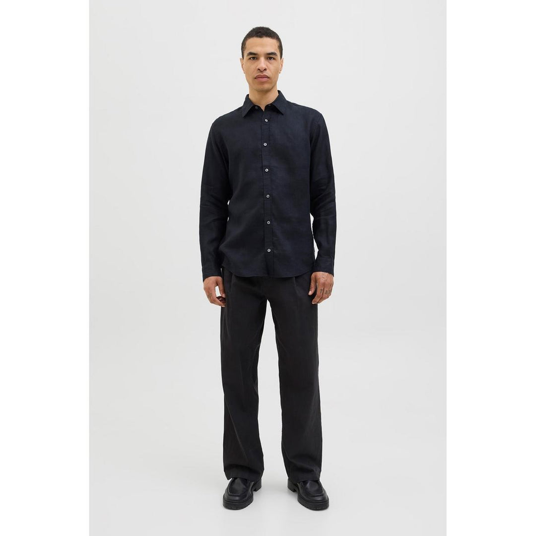 Jack & Jones Jack & Jones linen shirt in Black Black