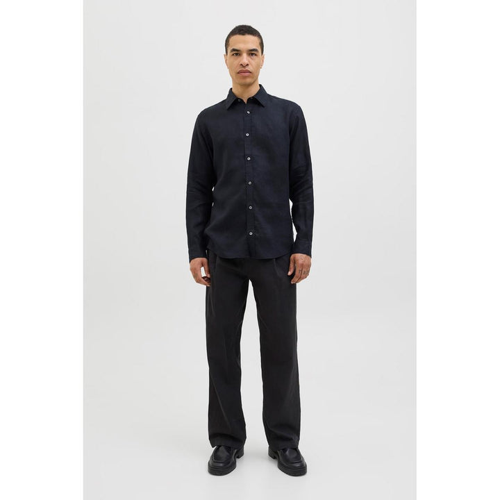 Jack & Jones Jack & Jones linen shirt in Black Black