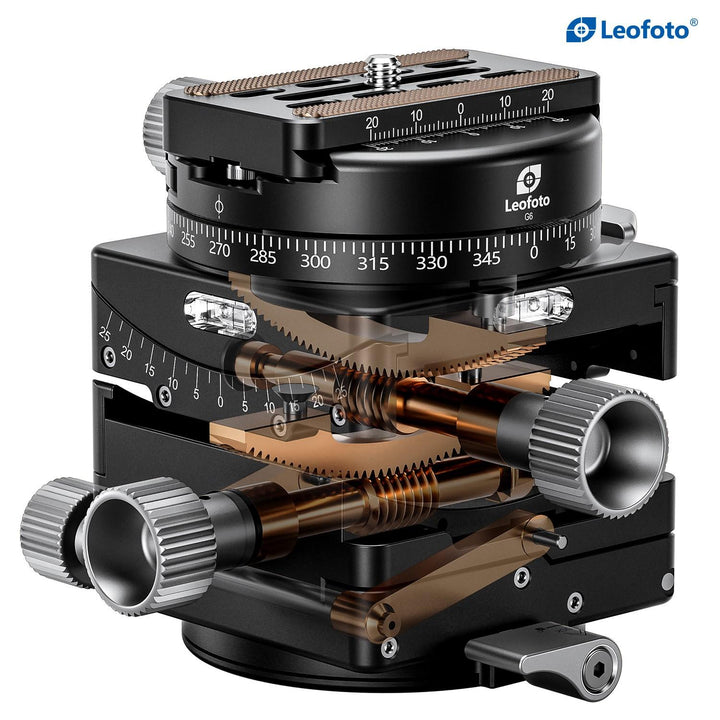 Leofoto G6 Geared Head with Arca-Swiss Compatible Panning Clamp