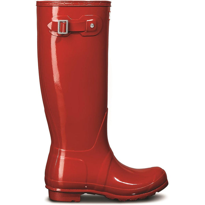 Hunter Original Tall Gloss Wellington Boots Military Red - Waterproof, Textile lining