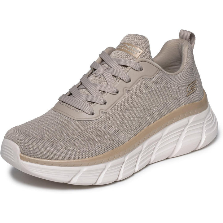 Bobs B Flex Hi Flying Trainers Taupe/Gold Engineered Knit