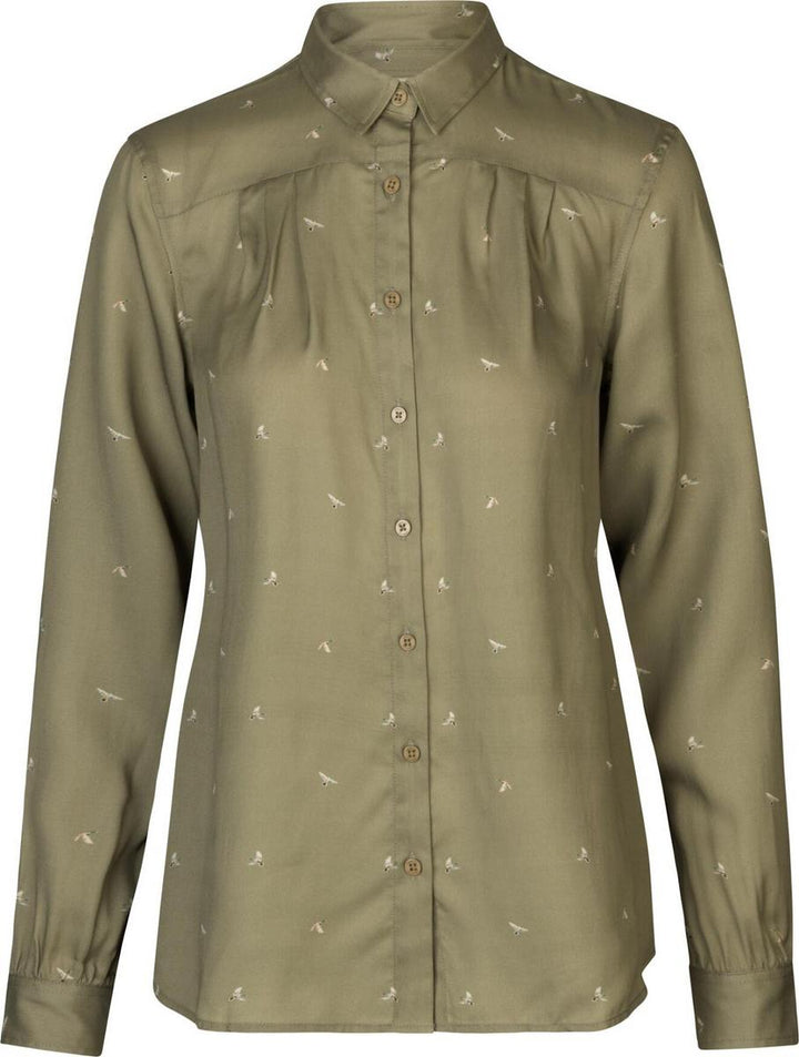 Harkila Abigail L/S shirt Women Dust green/Flying ducks