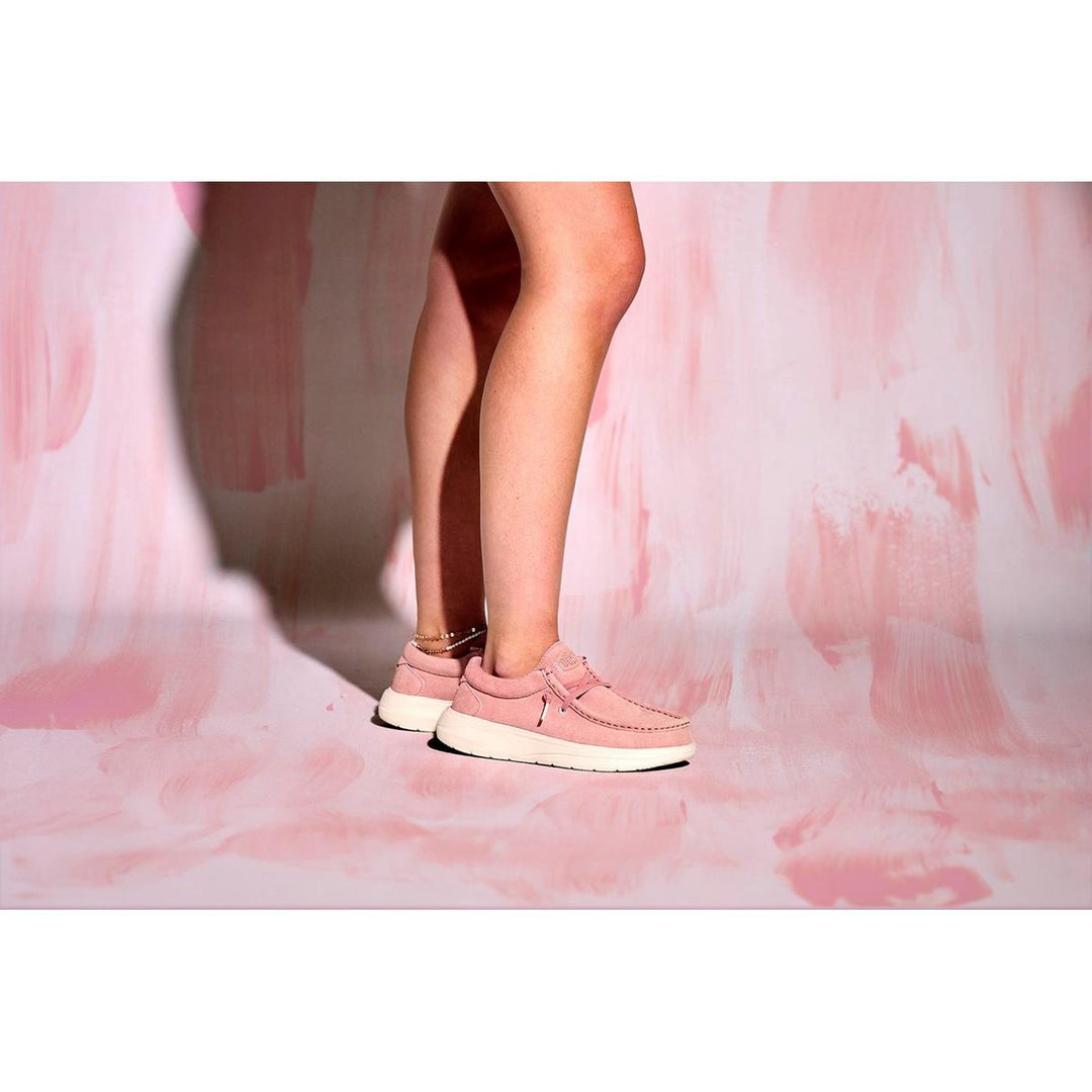 HEYDUDE Wendy COMF Suede Shoes Rose Pink/Whisper Pink