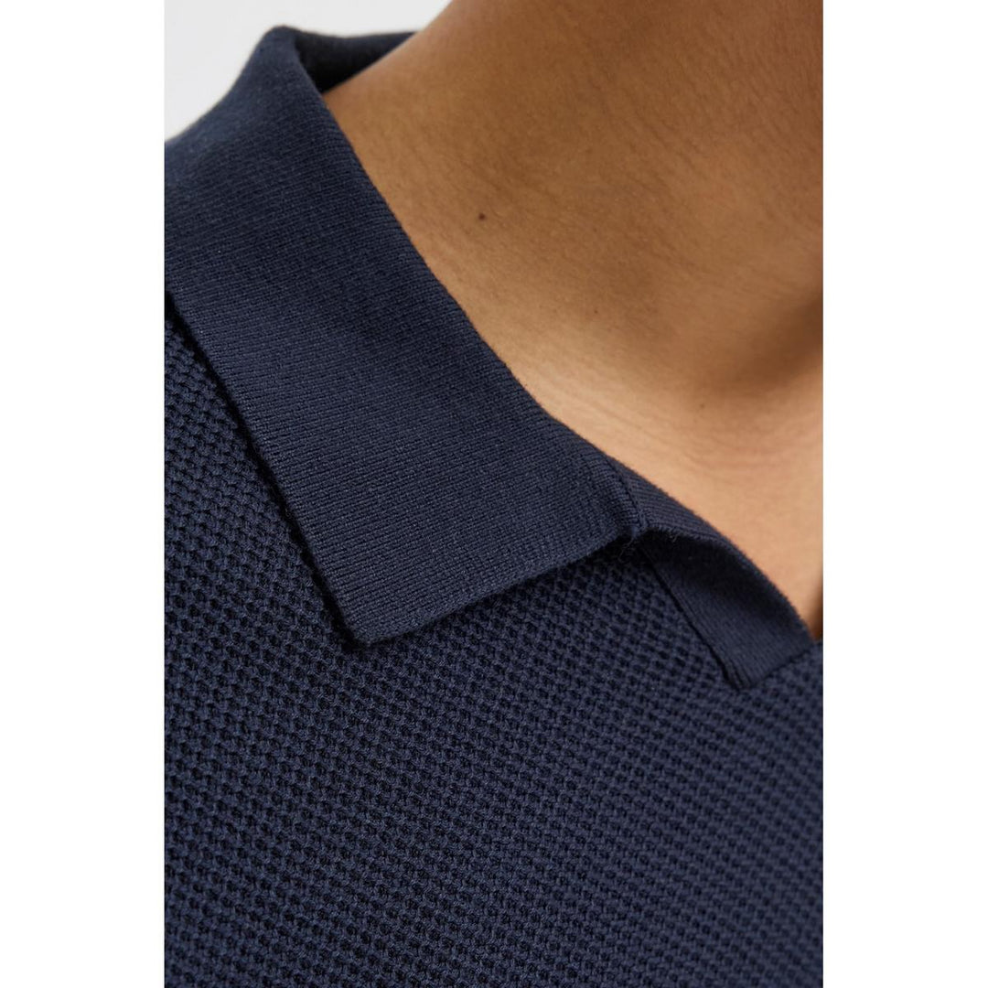 Jack & Jones Jack & Jones Premium split neck knitted polo in Navy Night Sky