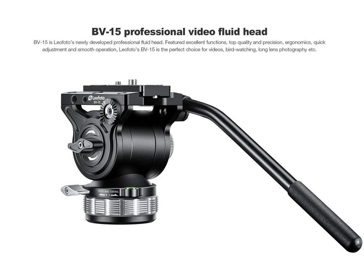 Leofoto BV-15 Fluid Video Head with Pan Handle - Arca Clamp