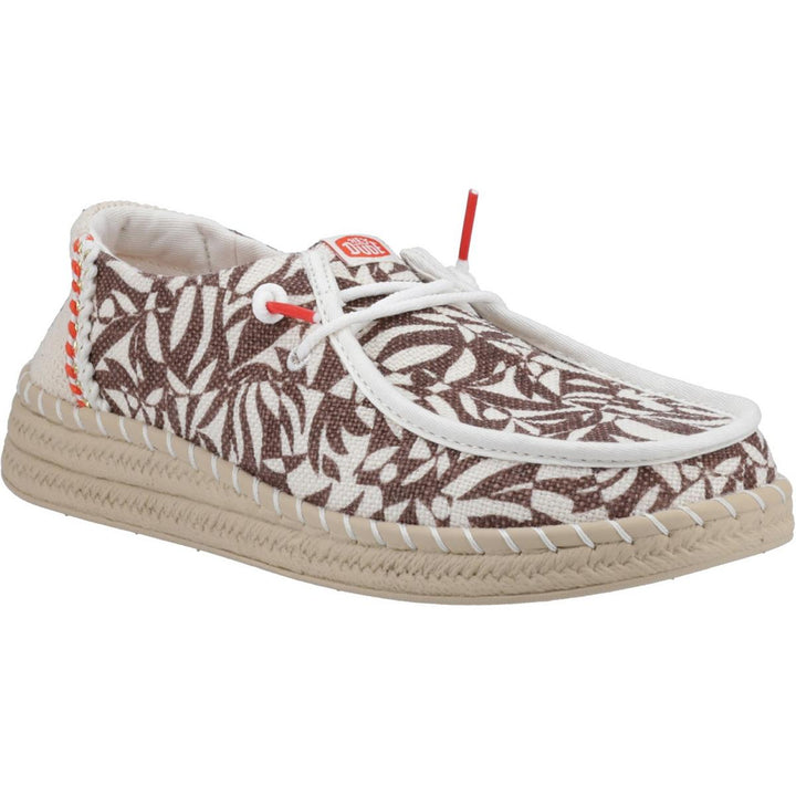 HEYDUDE Wendy Espadrille Retro Palm Shoes Downtown Brown/Egret