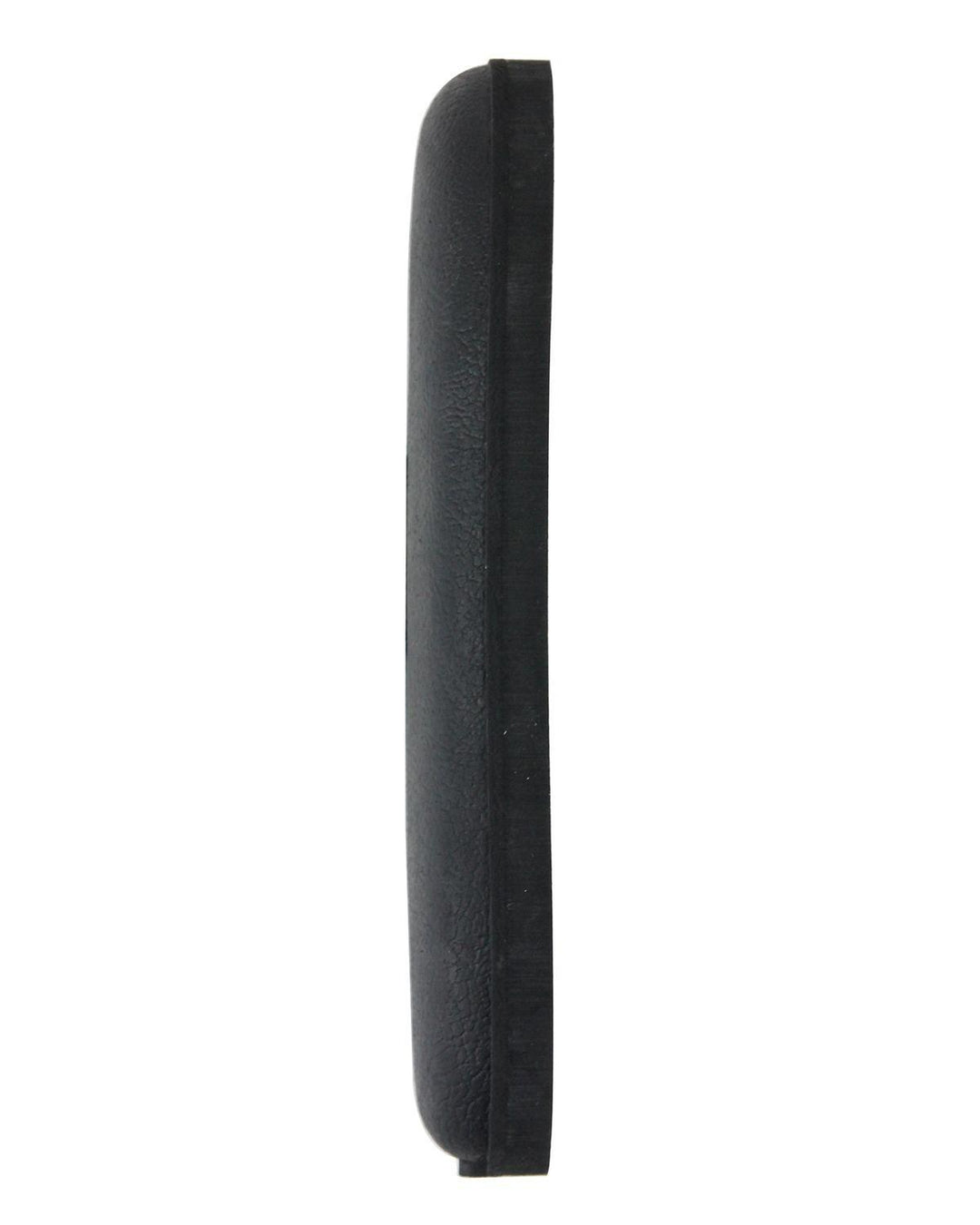 Pachmayr Old English 752B black recoil pad, edge-on view showing its thin 0.6 inch profile
