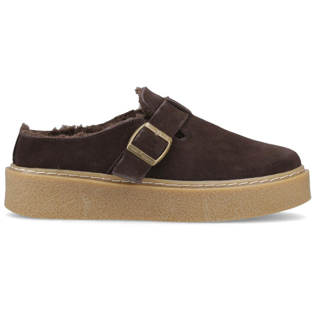 Hush Puppies Blanche Fur Mule Chocolate