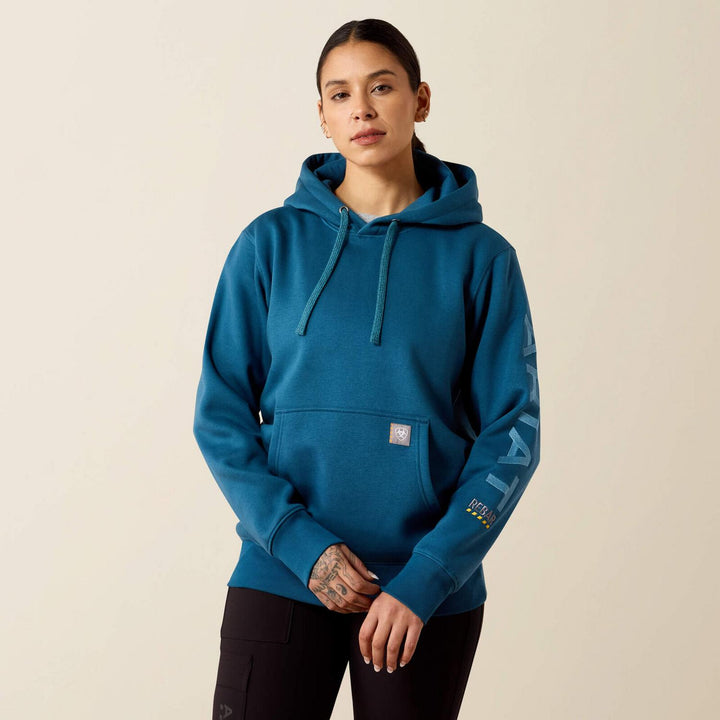 Ariat Ladies Rebar Workman Graphic Hoodie Dpdv/strmbl
