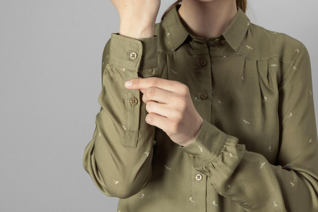 Harkila Abigail L/S shirt Women Dust green/Flying ducks