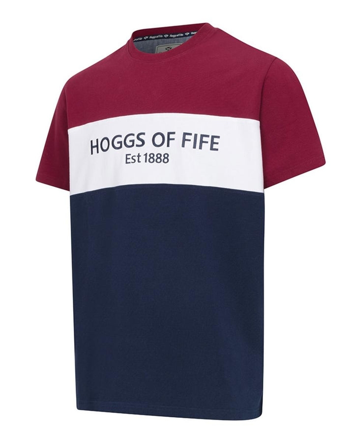 Hoggs of Fife Dalbeattie Colour Block T-Shirt - Burgundy/White/Navy