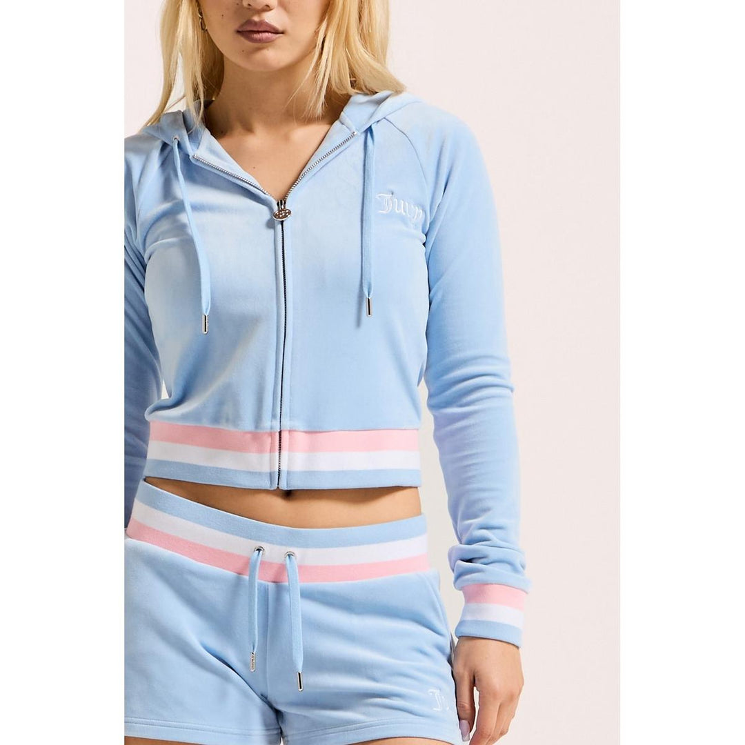 Juicy Couture VELOUR CROPPED STRIPE HOODIE Powder – view 5