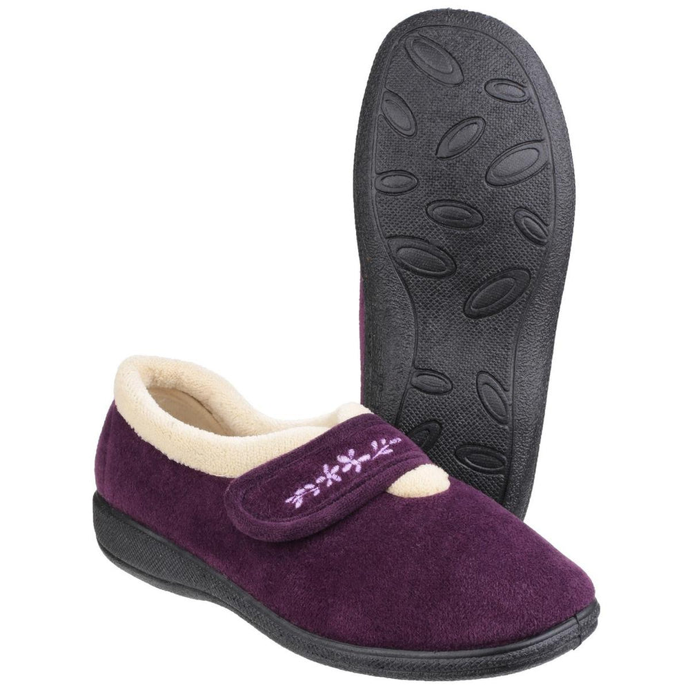 Fleet & Foster Capa Touch Fastening Memory Foam Slipper Plum – view 2