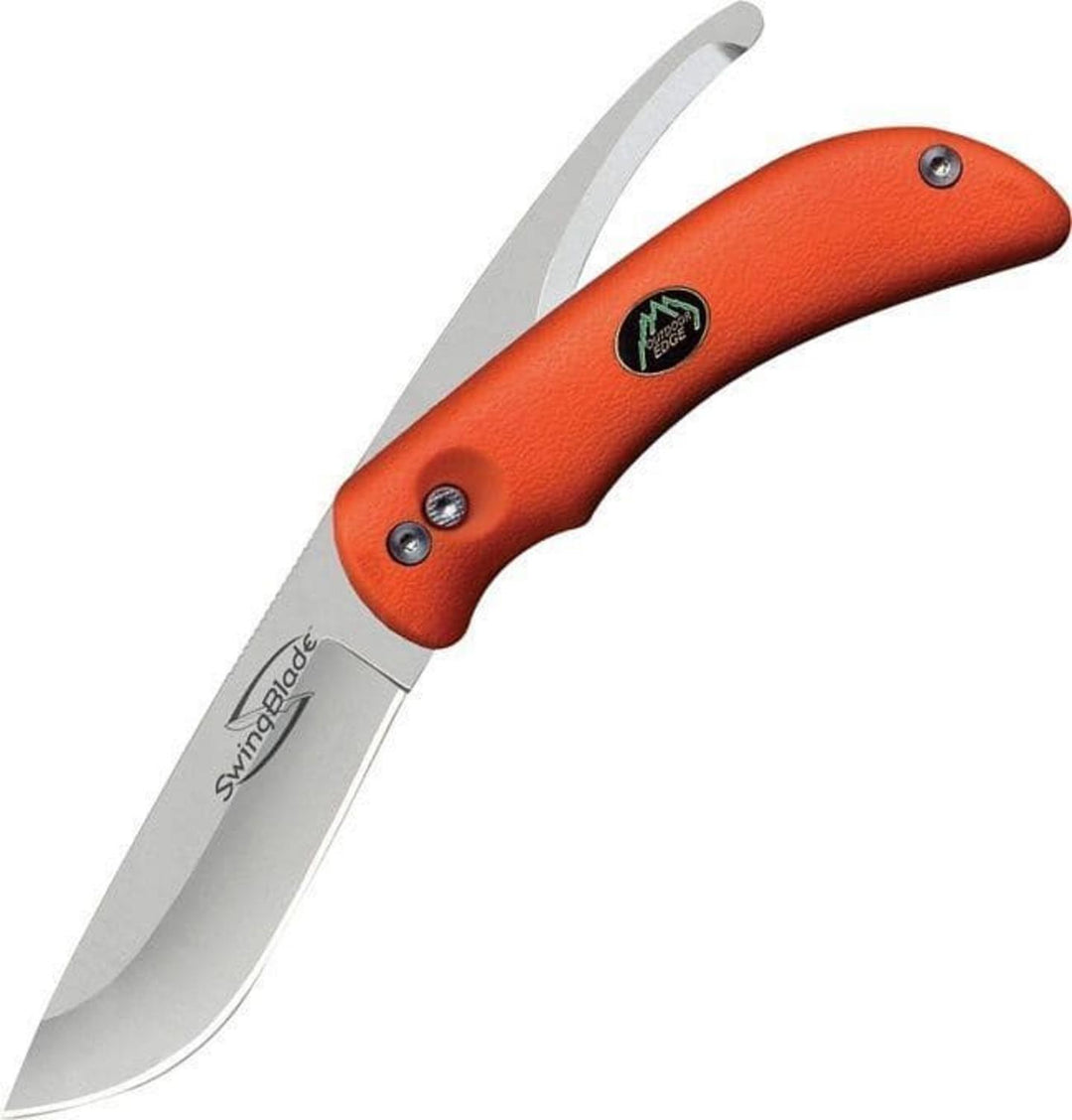 Outdoor Edge Swingblaze Orange - Kraton Handle, Textured thumb grip on the concave blade