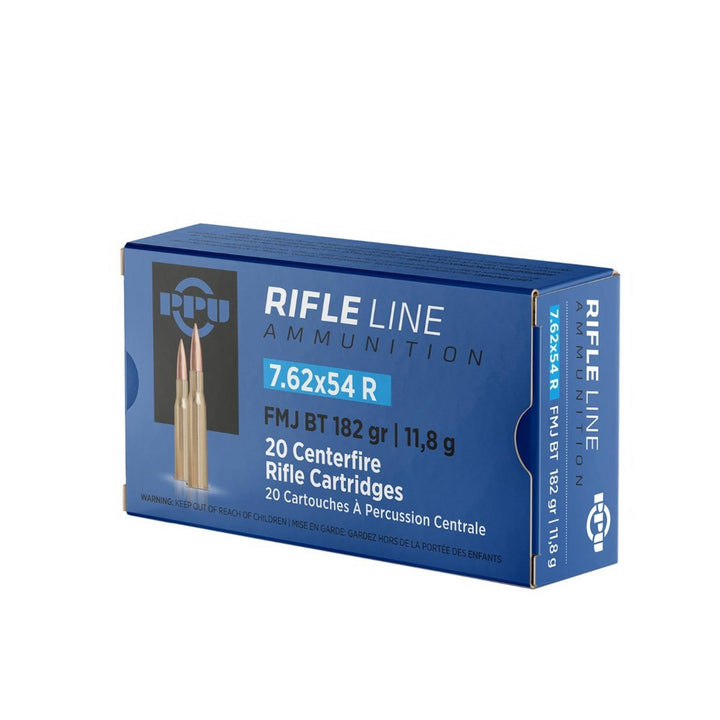 PPU Prvi Partizan 7.62x54R 182gr FMJ Boat Tail Rifle Ammo, 20 Rounds