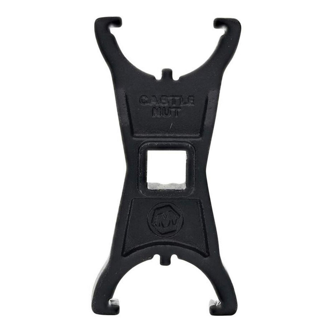 Wheeler Delta Series castle nut crowfoot wrench, black steel tool with pronged jaws at each end and a square drive socket, marked CASTLE NUT