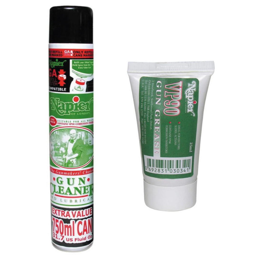 BushWear Napier Gun Cleaner 750ml Spray and Napier Gun Grease Tube 25ml (1.05 oz) Bundle