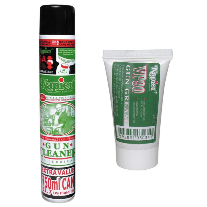 BushWear Napier Gun Cleaner 750ml Spray and Napier Gun Grease Tube 25ml (1.05 oz) Bundle