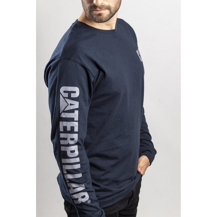 Caterpillar Trademark Banner Long Sleeve T-Shirt Dark