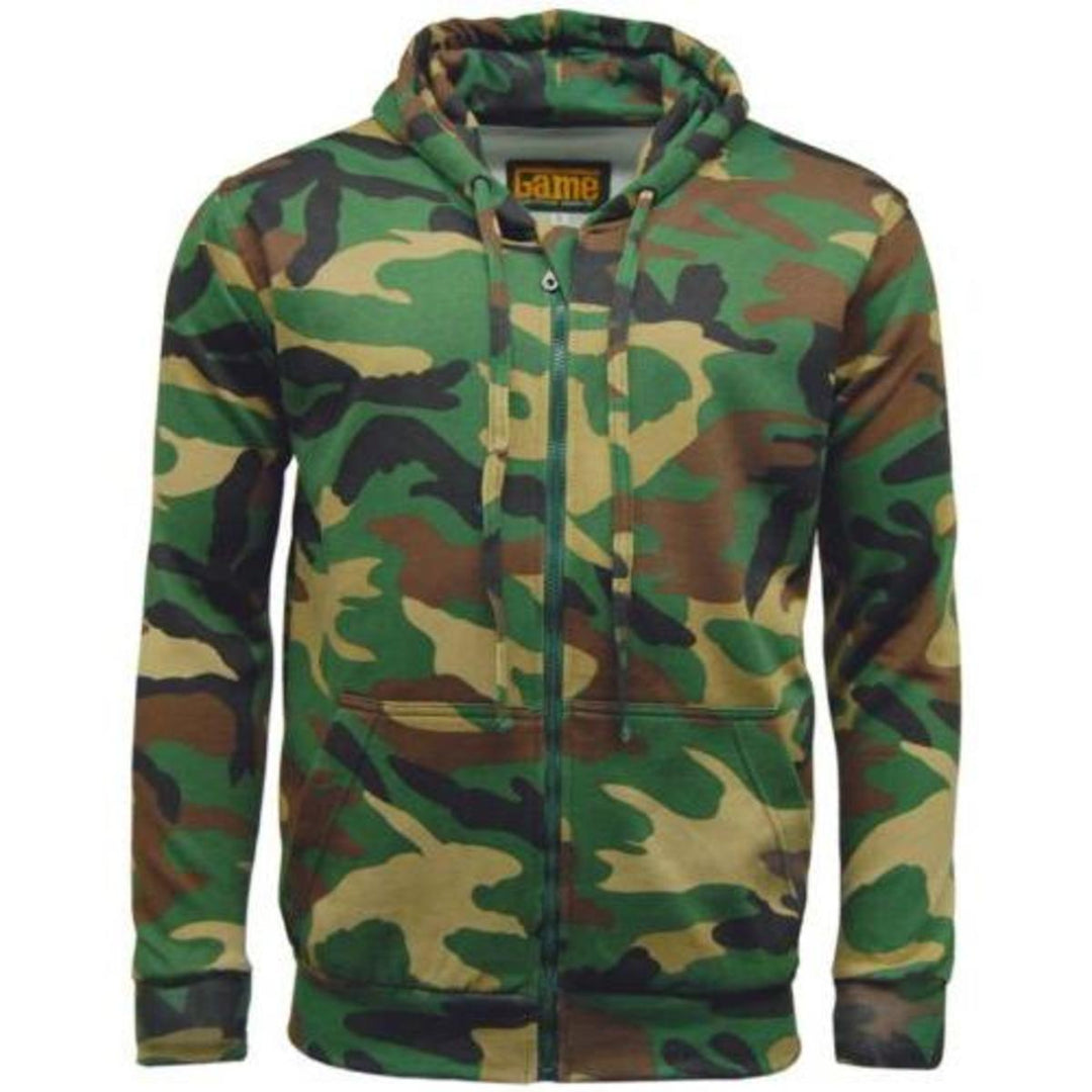 Game Technical Apparel Camouflage Zip Hoodie Woodland