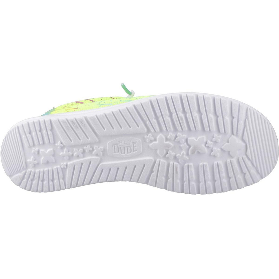 HEYDUDE Wally Party Mesh Shoes Lime Punch/White