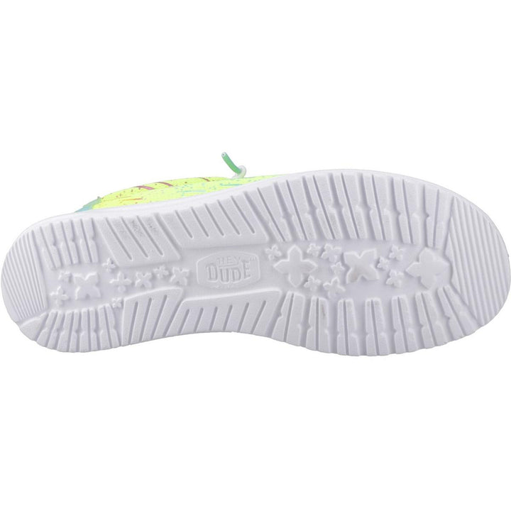 HEYDUDE Wally Party Mesh Shoes Lime Punch/White