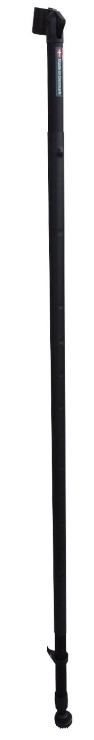 Viper-Flex Styx Elite+ single leg standing upright at full length, slim black pole with a flat top fitting and a rounded rubber foot, shown against white.