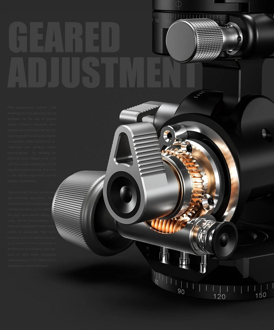 Leofoto G4 Pro Four-Way Geared Head with GR-2 Panning Adapter