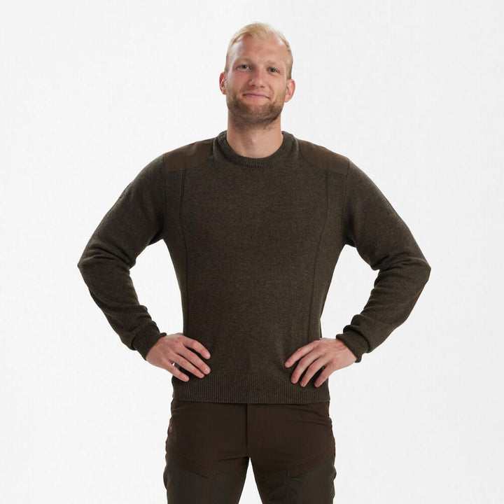 Deerhunter Sheffield Knit w. O-neck Dark elm