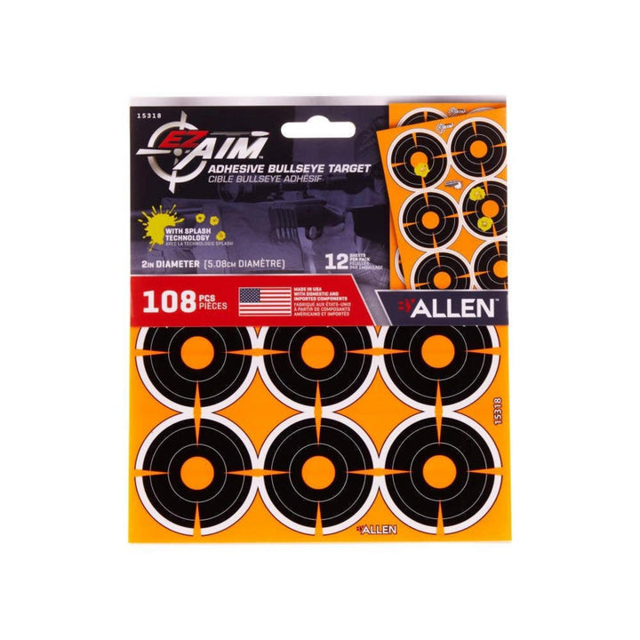 Allen EZ Aim Adhesive Splash 2 Inch Bullseye 108 Pieces