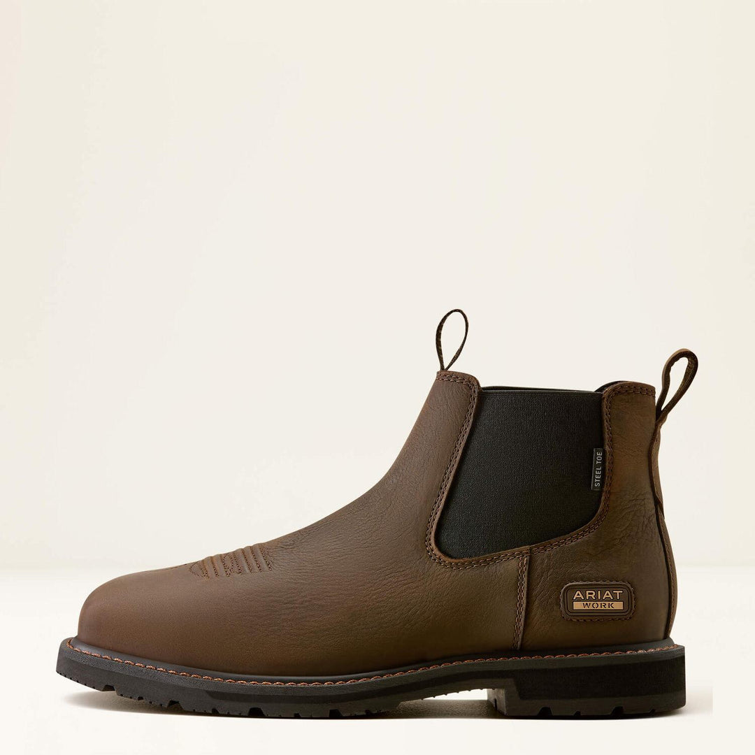 Ariat Mens Groundrancher Chelsea Wide Square Toe Steel Toe Work Boot