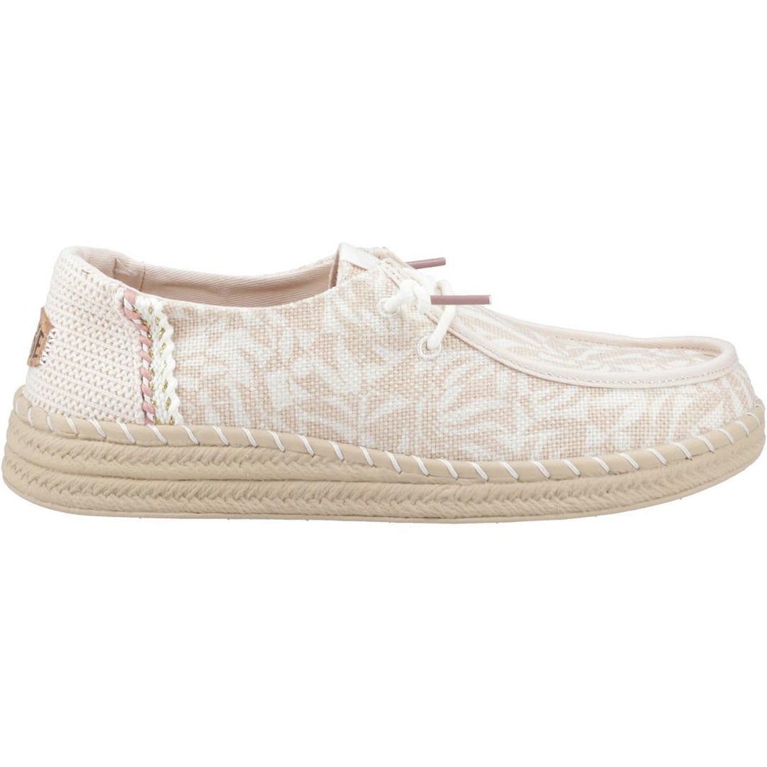 HEYDUDE Wendy Espadrille Retro Palm Shoes Pale Pink/White