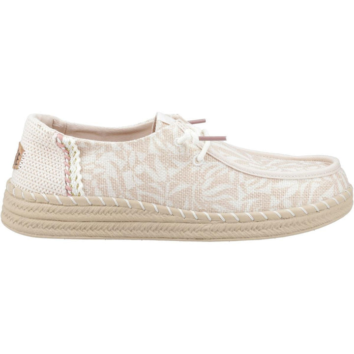 HEYDUDE Wendy Espadrille Retro Palm Shoes Pale Pink/White