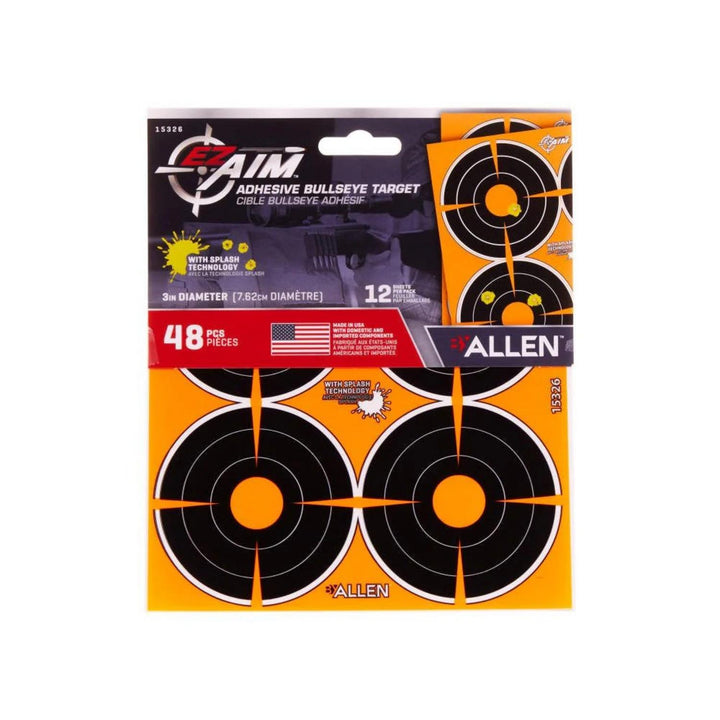 Allen EZ Aim Adhesive Splash 3 Inch Bullseye 48 Pieces