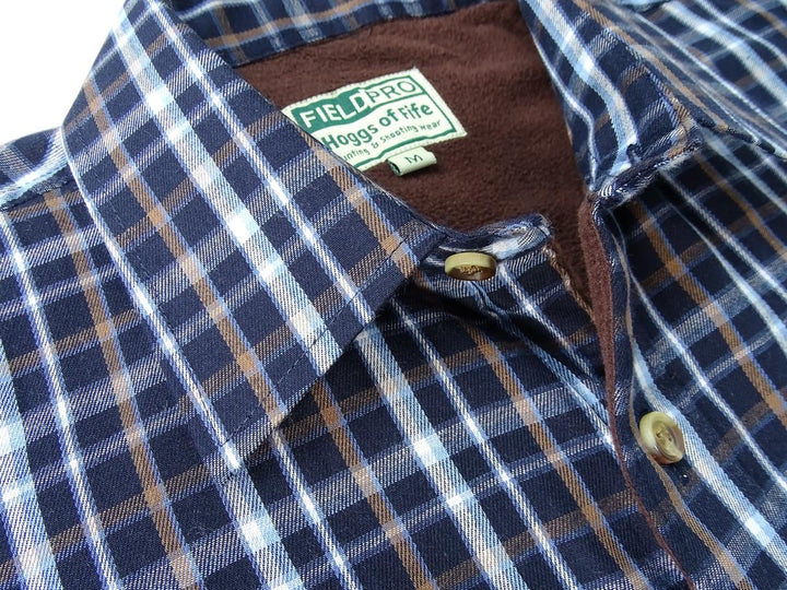 Hoggs of Fife Bark Fleece Lined Shirt Navy/Brown