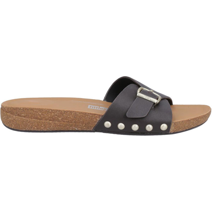 Fitflop iQushion Adjustable Buckle Slides Chocolate Brown