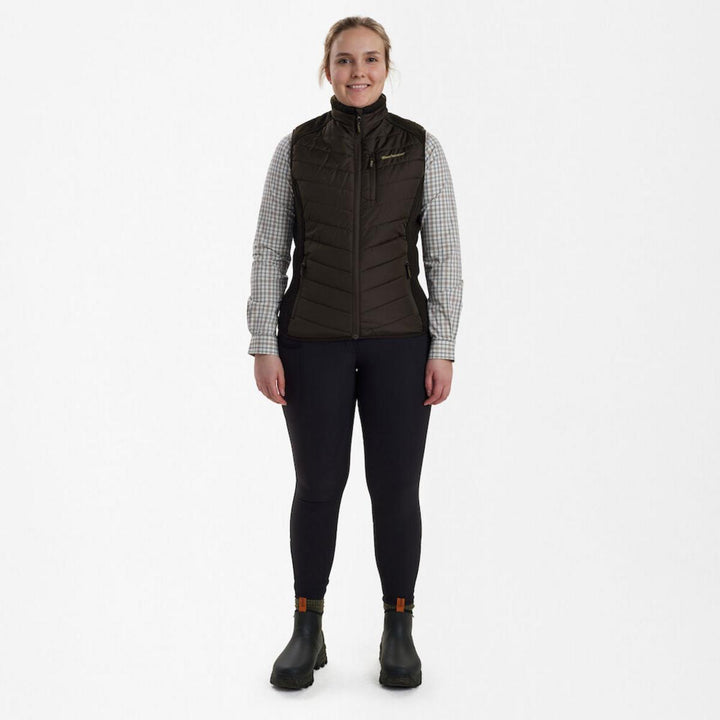 Deerhunter Lady Caroline Padded Waistcoat with knit Brown Leaf