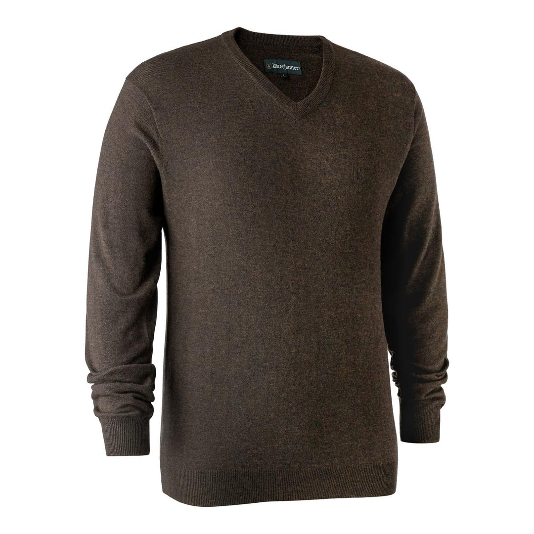 Deerhunter Kingston Knit w. V-neck Dark elm XXX-Large Brown - Hunting outdoor gear for Men
