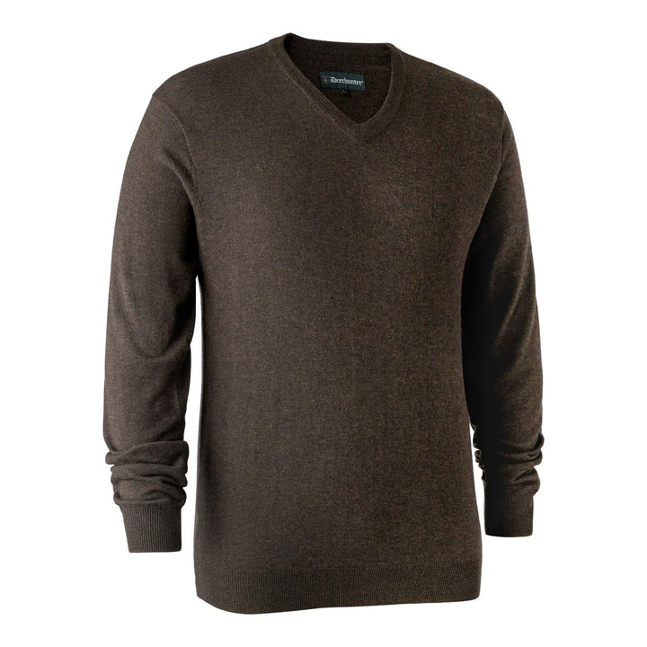 Deerhunter Kingston Knit w. V-neck Dark elm XXX-Large Brown - Hunting outdoor gear for Men