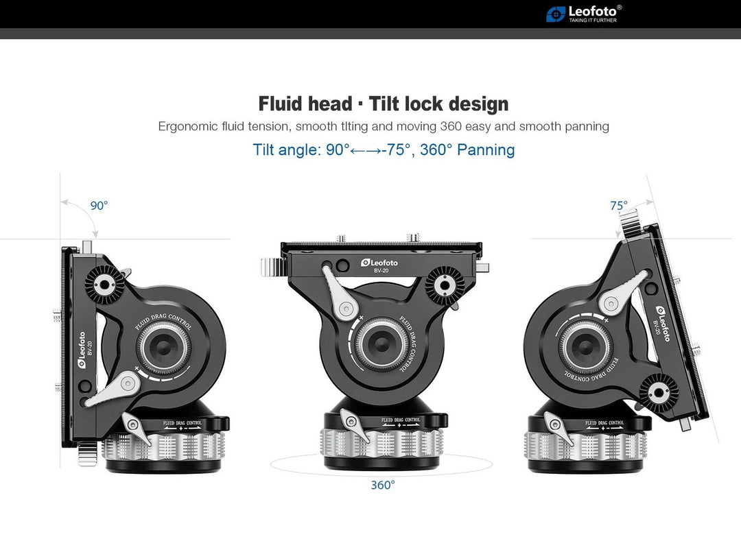 Leofoto BV-20 Pro Fluid Video Head with Lever-Release Arca Clamp