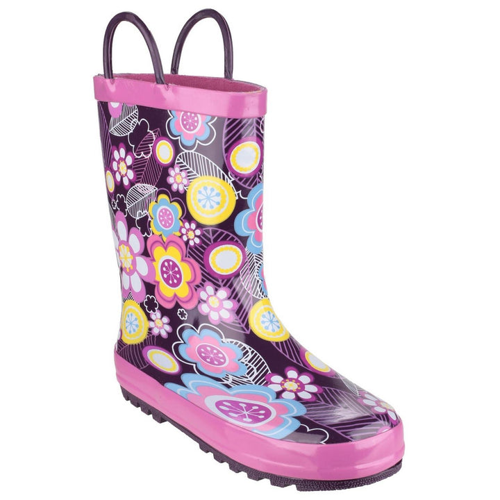 Cotswold Puddle Waterproof Pull On Boot Flower - Natural Rubber Exterior, Synthetic Comfortable Lining
