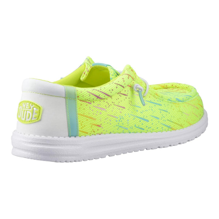 HEYDUDE Wally Party Mesh Shoes Lime Punch/White