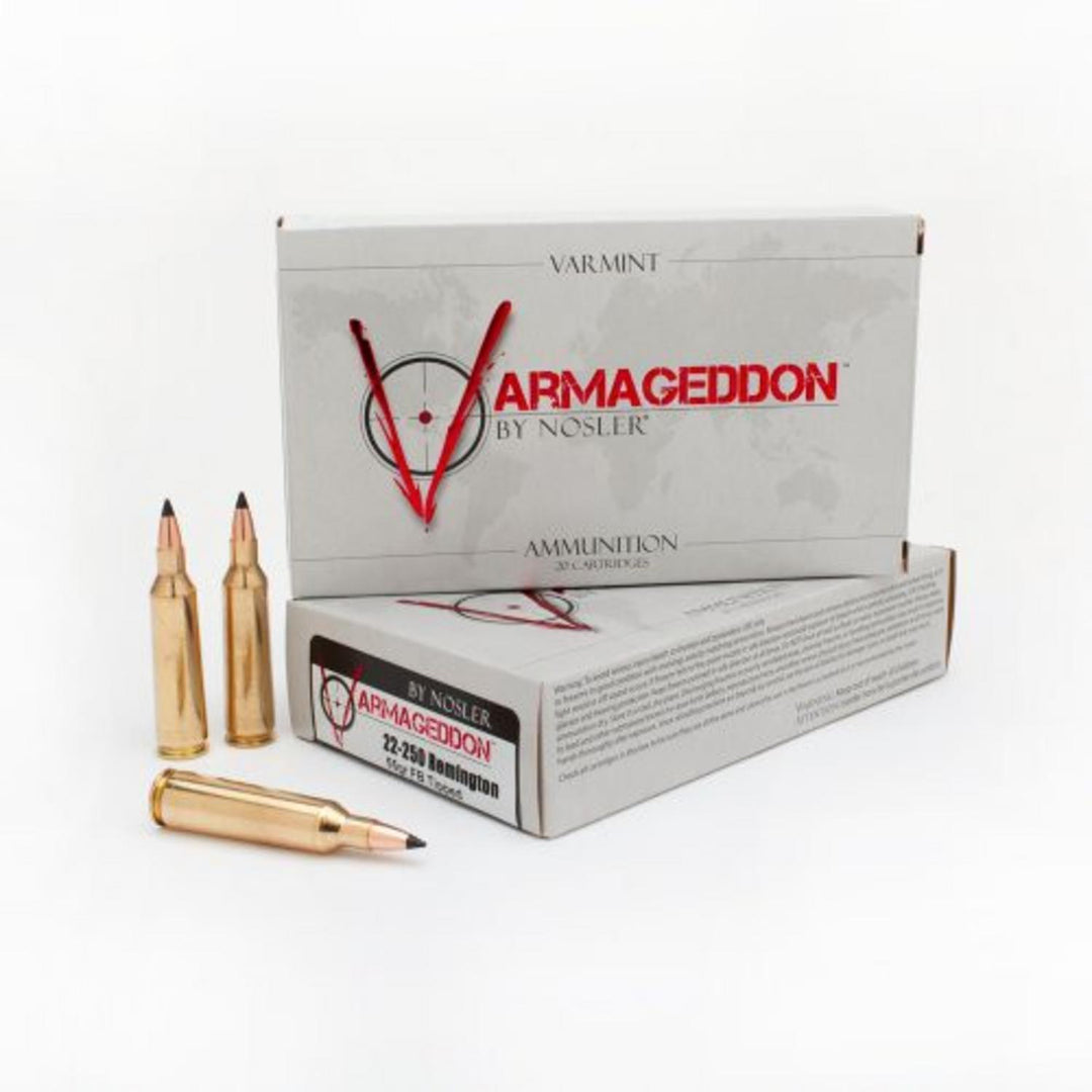 Nosler Varmageddon Ammunition 22-250 Rem 55gr FB Tipped Box 20 - Cartridge:- Remington, Quantity:- Round