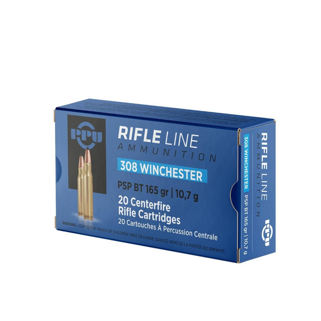 PPU Prvi Partizan .308 Win 165gr Pointed Soft Point Boat Tail Ammo, 20 Rounds