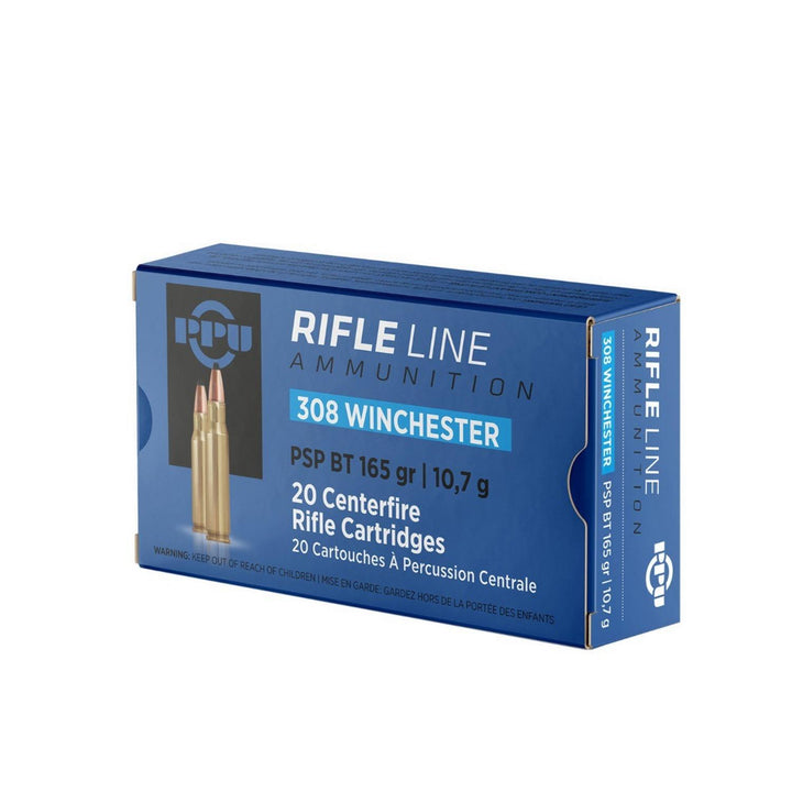 PPU Prvi Partizan .308 Win 165gr Pointed Soft Point Boat Tail Ammo, 20 Rounds