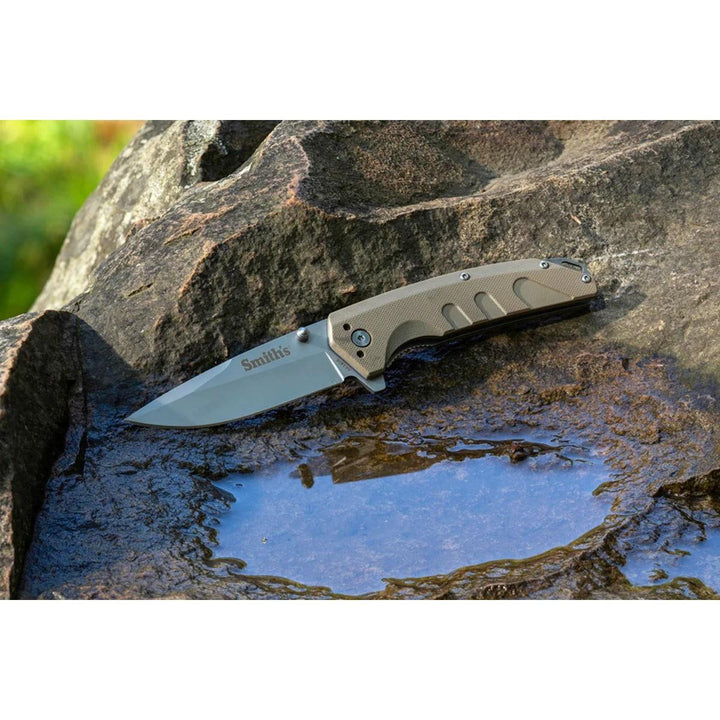 Smiths Satin Drop Point Blade - Desert Tan