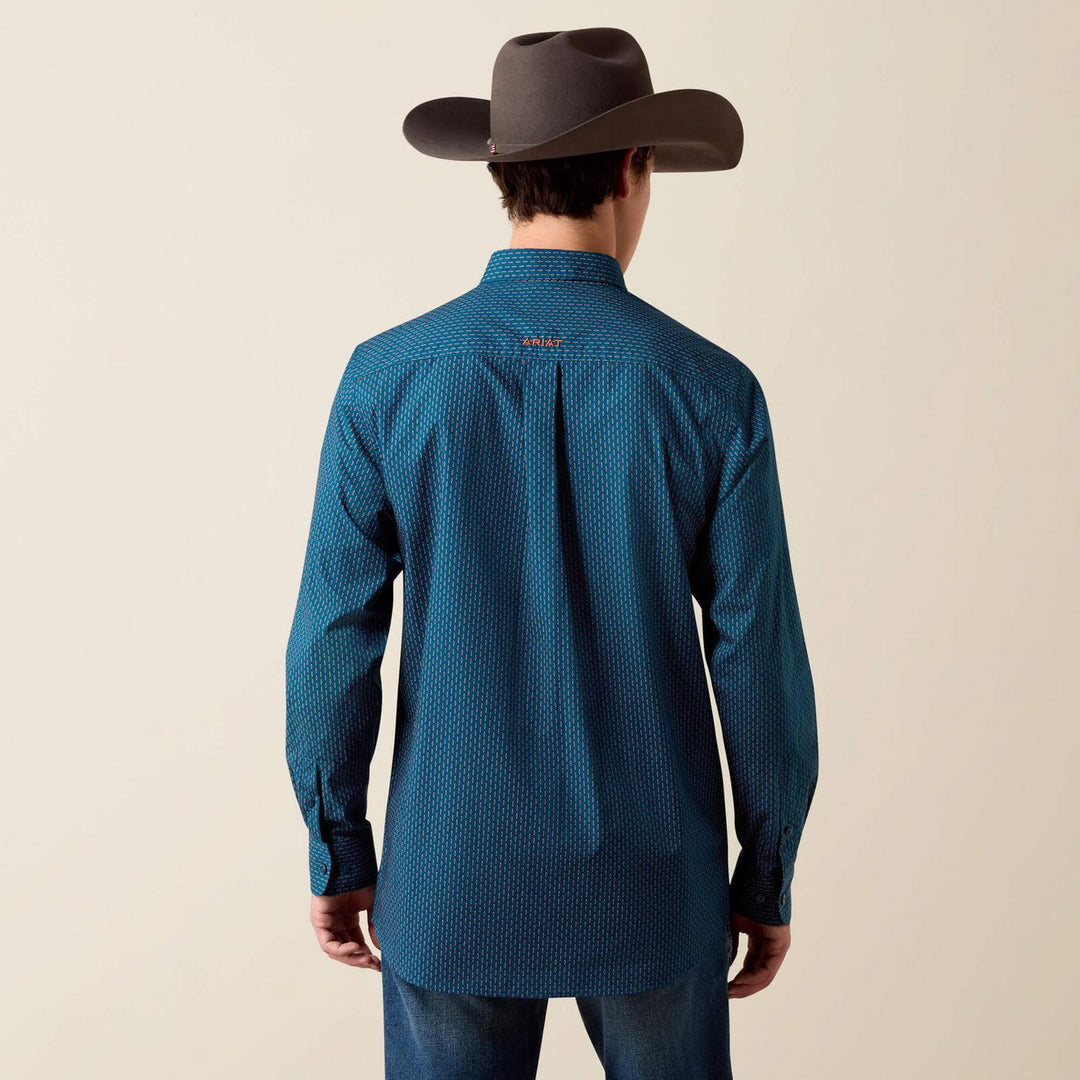 Ariat Mens Claude Fitted Long Sleeve Shirt Slr Blu Mcr Gmprt – view 2