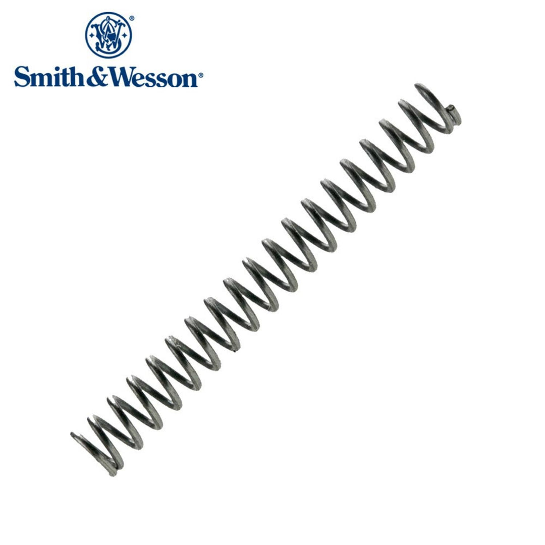 Smith & Wesson M&P 15-22 extractor spring, long steel coil spring laid diagonally beneath the blue Smith & Wesson logo
