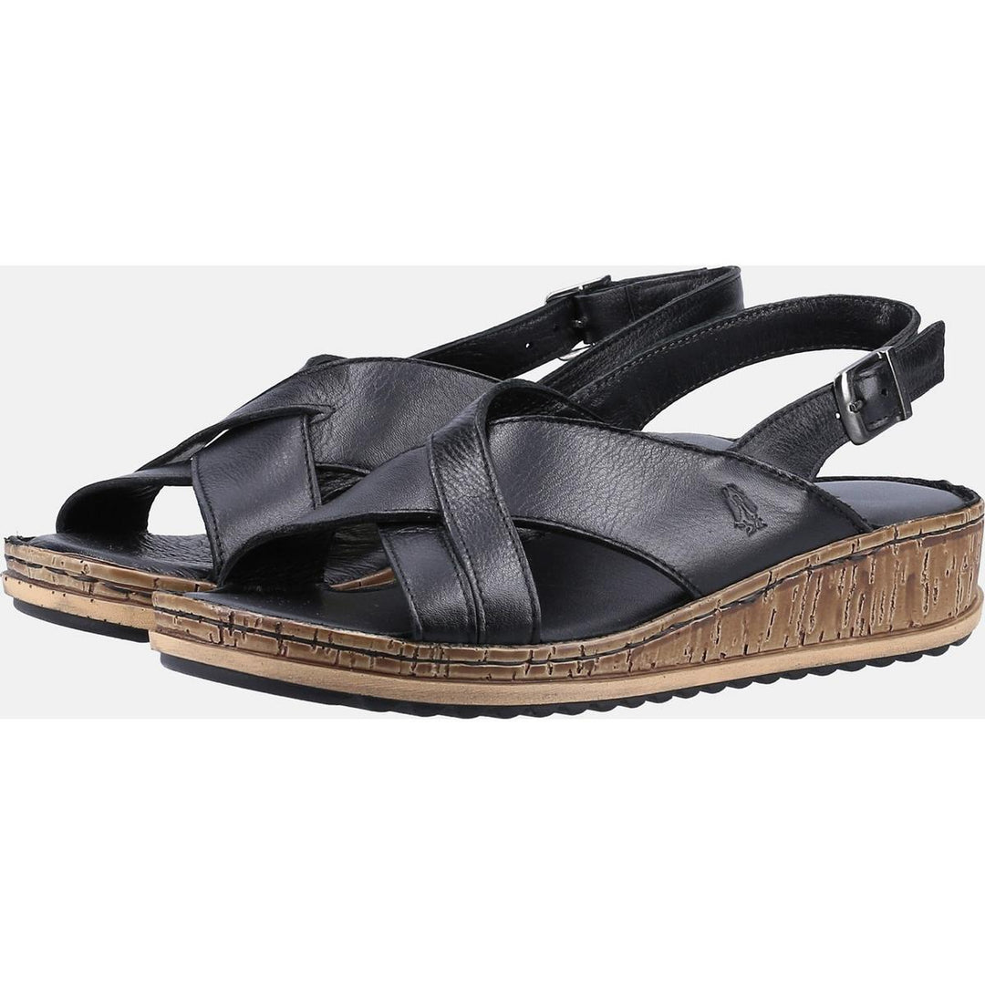 Hush Puppies Elena Cross Over Wedge Sandal Black